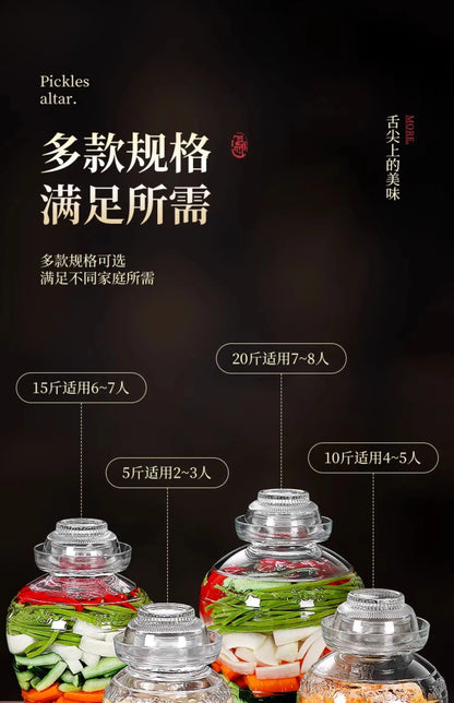 Traditional Fermenting Kit Crock with Water Seal Airlock Lid, for Pickles Kimchi Sauerkraut,Glass Jar with Lid Fermentation Jar