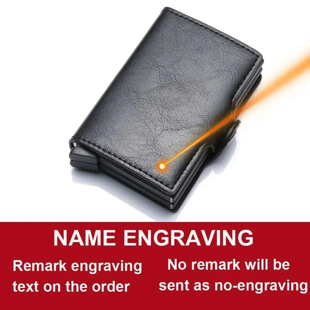 Anti Rfid Blocking Men Wallets with Custom Name Carbon Fiber Mini Wallet Large Capacity Card Holders Small Money Bag Male Purses