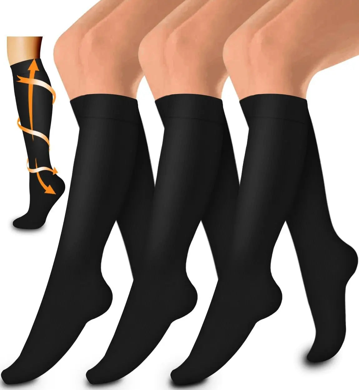 Sports Men Women Nurse Compression Socks 3 Pairs  Women's Calf Stocking Running Calf Elastic Long Compression Socks
