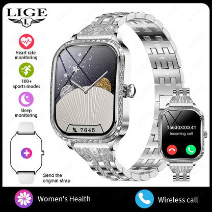 LIGE Fashion Ladies Smartwatch Women's Health Bluetooth Call Waterproof Watches Health Sports Best Friend's Smartwatch Adult