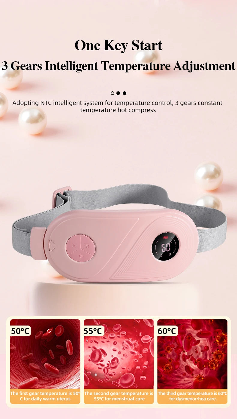 Electric Warm Uterine Cramp Massager Vibrator Heating for Menstrual Relief  Waist Massager Belt Care Waist Stomach for Women