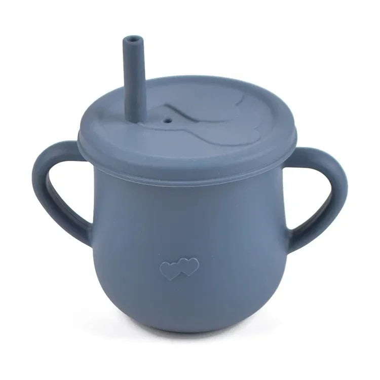 Kids Cup Silicone Food Storage Box Solid Color Baby Sippy Cup Portable Children Snacks Container with Lid Scale BPA Free 200ml