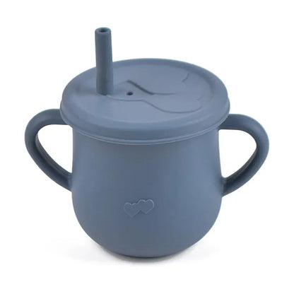 Kids Cup Silicone Food Storage Box Solid Color Baby Sippy Cup Portable Children Snacks Container with Lid Scale BPA Free 200ml