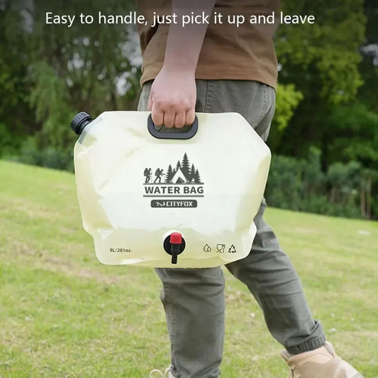 Outdoor Water Storage Bag 8L With Faucet Valve Travel Camping Food Grade Large Capacity Portable Foldable Plastic Water Bag