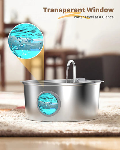 7L Large Capacity Stainless Steel Cat Water Fountain Dog Pet Automatic Drink Fountain Feeder Bowl Window Silent (No 5V 1A Plug)