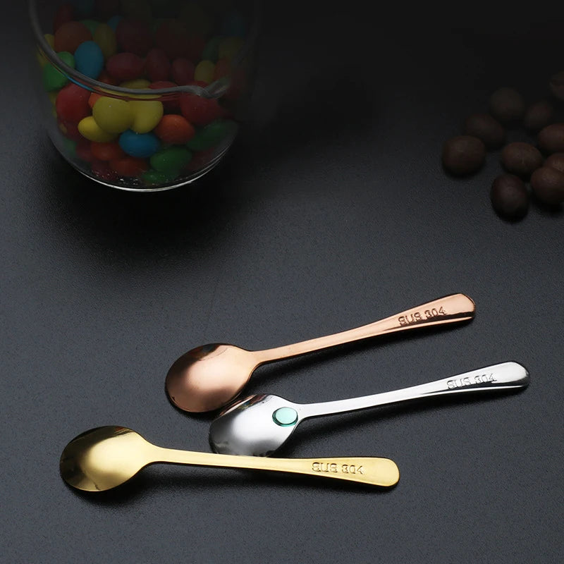 304 Stainless Steel Flavoring Spoon Salt Spoon Coffee Stirring Spoon Cute Dessert Spoon Mini Ice Cream Spoon