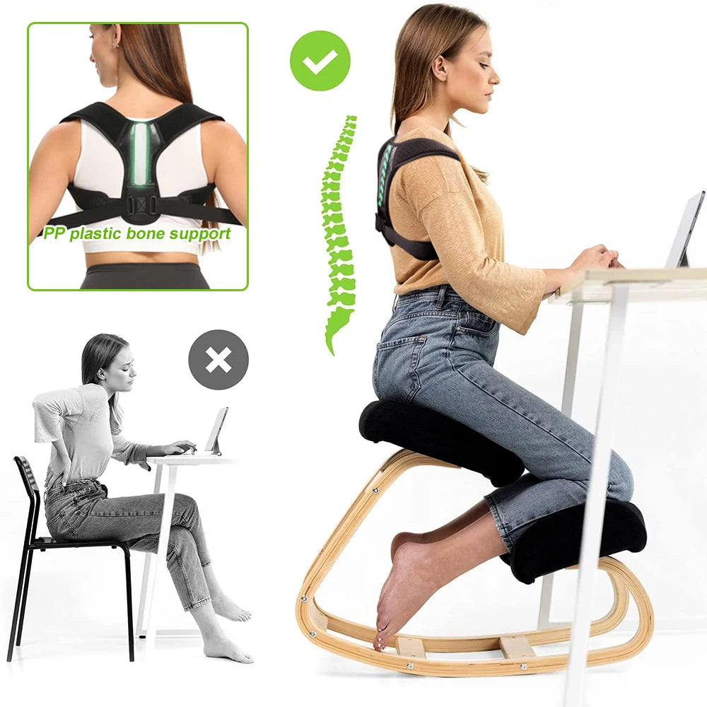 Adjustable Posture Corrector Upper Back Brace Neck Shoulder Brace Back Support Pain Relief Belt Women Men Spine Straightener