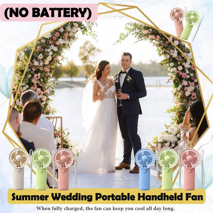12-120PCS Portable Handheld Fan Bulk Wedding Fans for Guest Mini Handheld Fan Battery Powered Fans with Thank You Cards