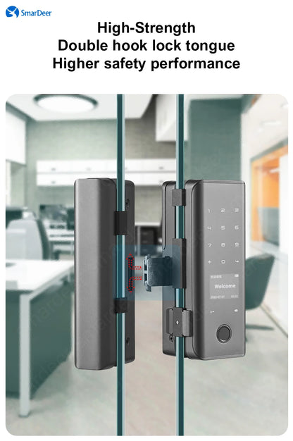 SmarDeer smart Lock with Sliding glass door Fingerprint Lock for Tuya Smart Home Aluminum Glass Door Electronic Lock