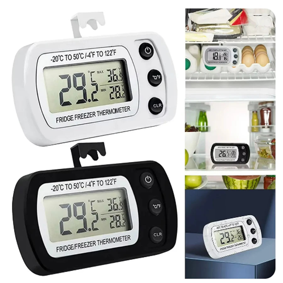 Fridge Thermometer With Hook Anti-Humidity Refrigerator Freezer Electric LCD Display Digital Thermometer Temperature Monitor