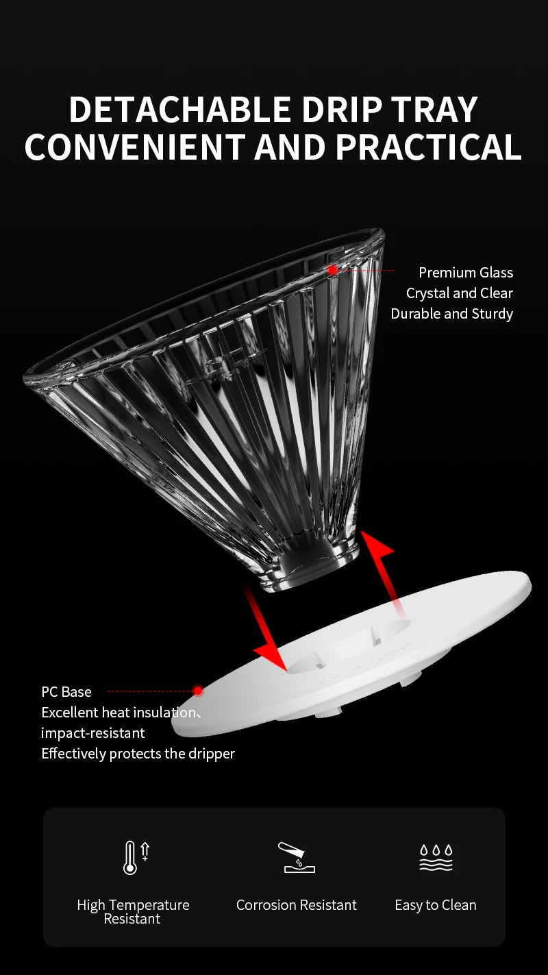 MHW-3BOMBE Pour Over Coffee Dripper Glass Coffee Dripper Coffee Filter Cup Reusable Coffee Drip Filter Cone Coffee Maker