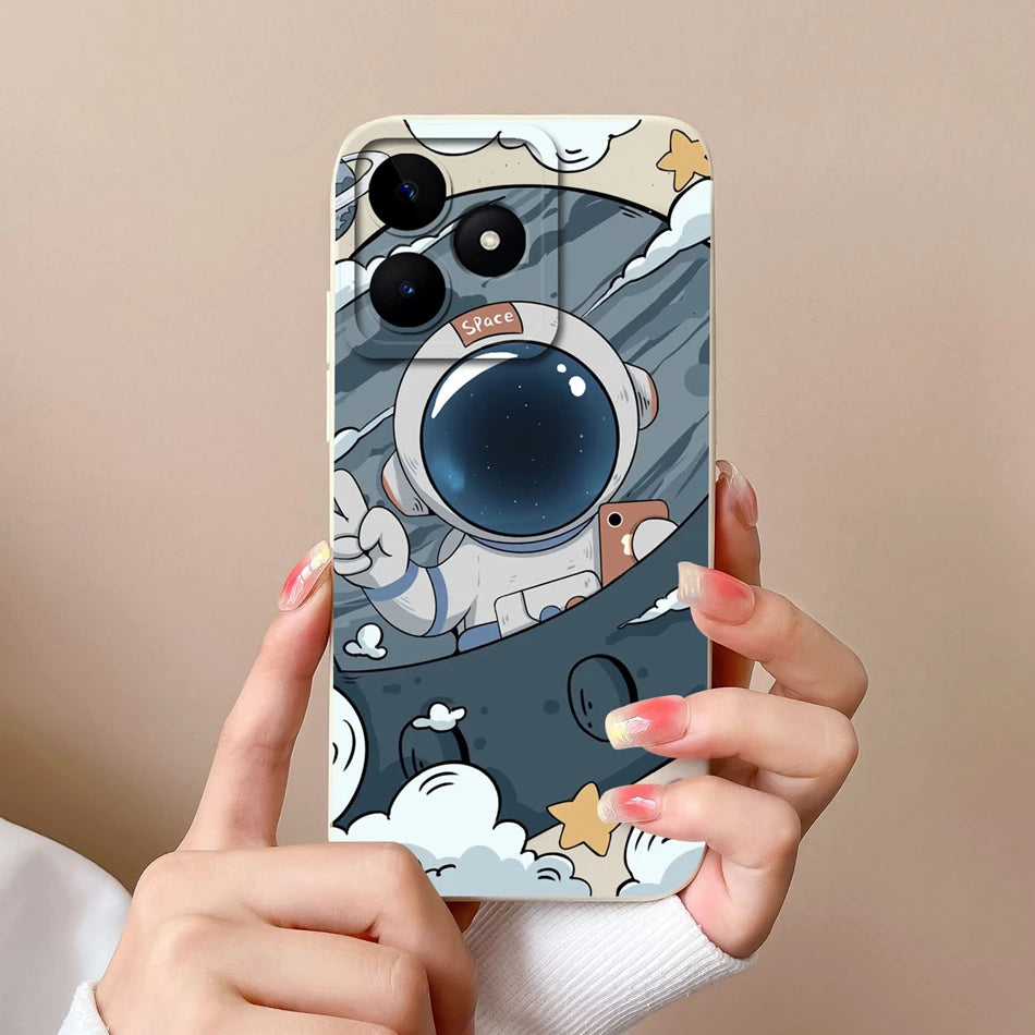 Case For Realme Note 50 Flower Painted Upgrade Lens Protection Soft Back Cover Model RMX3834 Liquid Silicone Phone Protectors