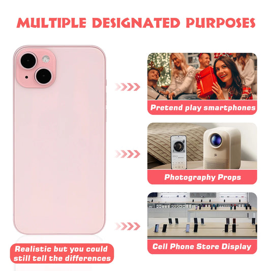 Dummy Fake Phone Model, Looks Like The Real Phone Compatible with Phone 15 Pink, for Cell Phone Store Display