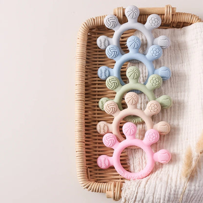 Silicone Baby Teether Toys 0-12Month Food Grade Toddlers Anxiety Teething Ring Sensory Toys Silicone Animal Soothing Accessories