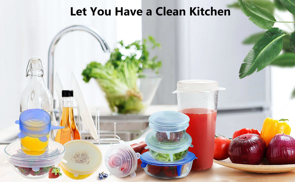 12PCS Silicone Cover Stretch Lids Reusable Airtight Food Wrap Covers Keeping Fresh Seal Bowl Stretch Wrap Cover Kitchen Cookware