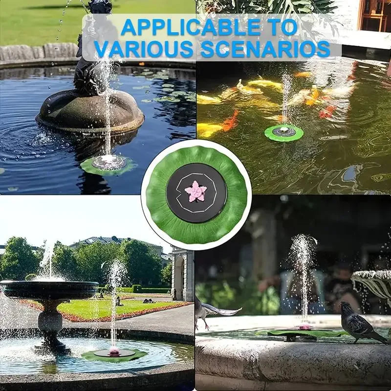 1.5W solar fountain, lotus leaf design floating fountain, used for pond, bird bath, outdoor decoration water pump,water fountain