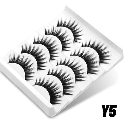 GROINNEYA Lashes 5/7 Pairs Wispy Mink Lashes Invisible Band Eyeashes Look Like Extensions Strip Lashes Natural Look Soft Fluffy