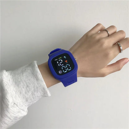 Sports Electronic Watch for Kids Children LED Digital Watch Big Dial Silicone Football Sports Watch Boys Girls Student Clock