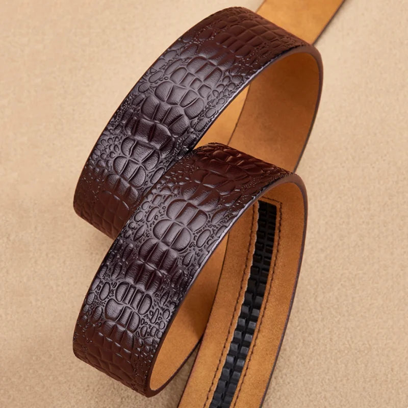 Leather material waistband. Single belt, crocodile pattern belt, casual waist belt, 3.5cm belt