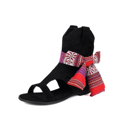 Sandalias De Mujer 2025 Summer Fashion Casual Beach Shoes Flat Women Sandals Bohemian Tassel Cool Boots Super Big Size 50 A05