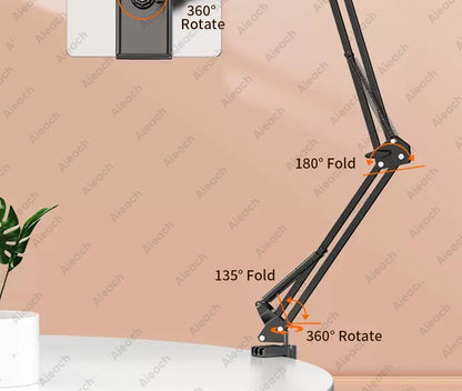Tablet Holder for Bed with 90cm Metal Arm iPad Stand Tablet Bracket 360° Rotating Bed Phone Mount for 4.5~12.9 inch Phone Tablet