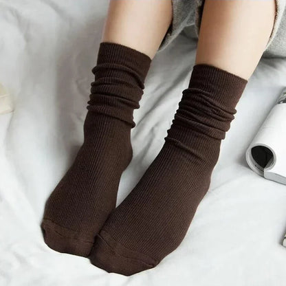 Women's Socks for Woman Winter Autumn Middle Tube Kawaii Cotton Black Red Khaki Feminino Girls Cute Stockings FDT112