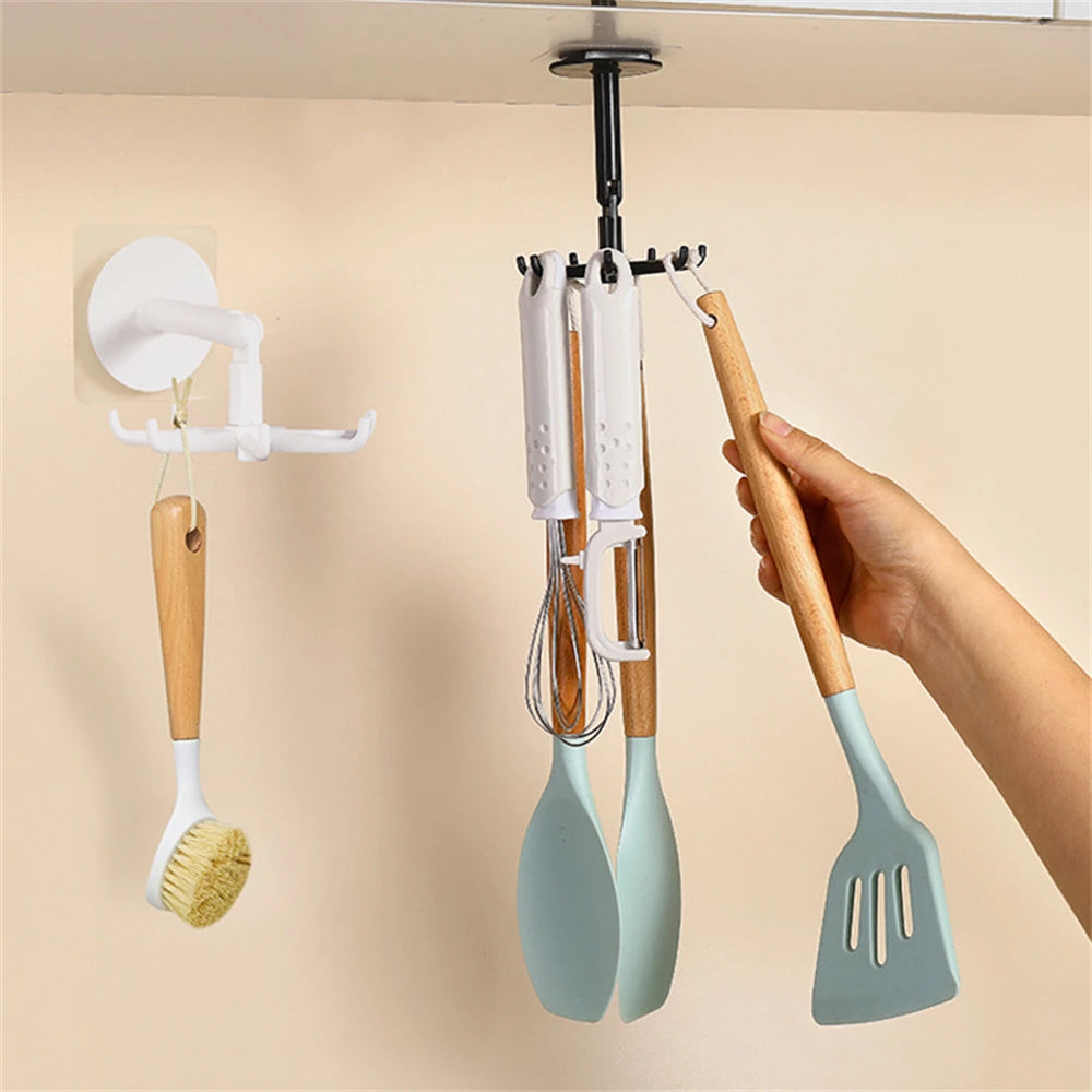 Upgraded Multi-function Rotatable 7-claw Hook 360 ° Seamless Punch Free Hook Kitchen Storage Hook Self Adhesive Bath Hooks