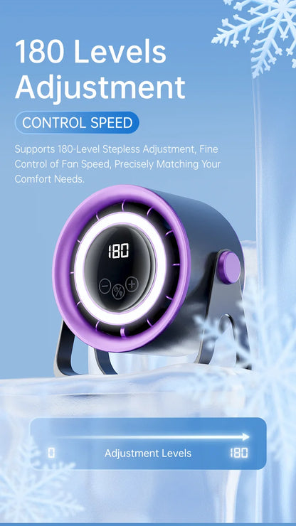 TINSOL 2500mAH Portable Electric Fan with Ambient Light Turbo Mute Electric Fan Desktop Wall Mount Ceiling Air Cooler