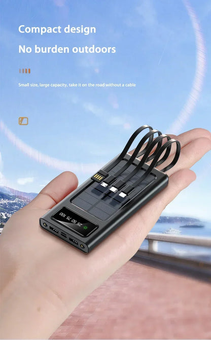 Solar Power Bank Large Capacity Spare Battery Fast Charging Portable Power Banks 20000mAh Auxiliary Batteries Outdoor