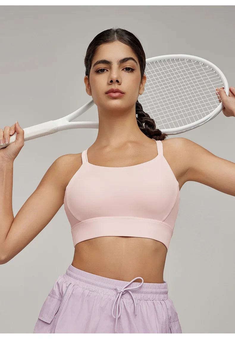 Sports Bra for Women, Shockproof Fixed Cup, Sexy and Beautiful Back, Breathable Fitness Bra with Chest Cushion