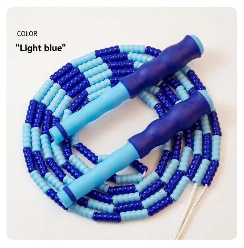 Wholesale adult and children's skipping ropes with colorful soft beads and bamboo nodes. Children's skipping ropes