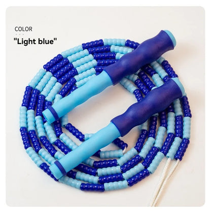 Wholesale adult and children's skipping ropes with colorful soft beads and bamboo nodes. Children's skipping ropes