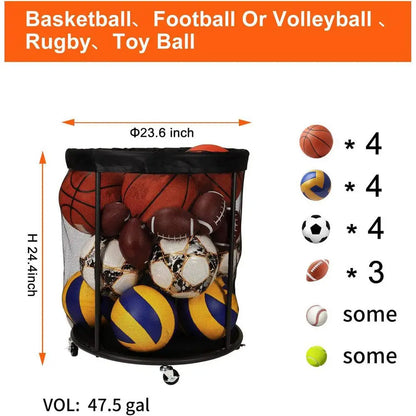 Outdoor Ball Storage Sports Ball Storage Portable Organizer Box Large Capacity Net Container for Garage Deck Outdoor Garden