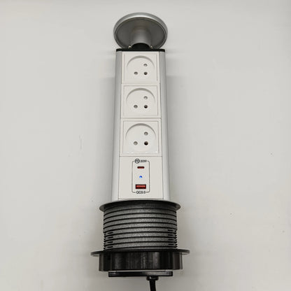 Pop up the socket; Embedded desktop socket; 3-digit AC power USB-A/C Supercharging PD 20W; Used for conference desks, kitchen an