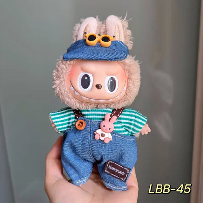 POP Labubu baby clothes 17cm plush vinyl labubu sit-down party first-generation and second-generation suit, clothes only