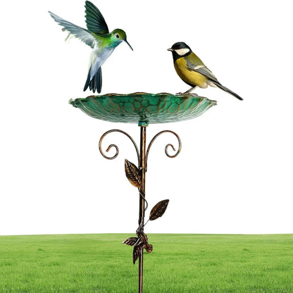 Birdbaths for Outdoors Garden Birdfeeder Standing Metal Bird Feeder Bowl Height Adjustable Winterproof Decorations for Yard