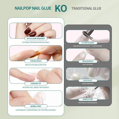Nailpop Press On Nail Glue Super Strong Long Lasting Fast Drying No UV Lamp Needed Hypoallergenic Gentle Adhesive for Fake Nails