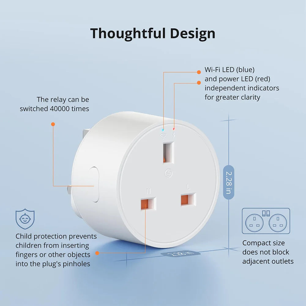SONOFF S60 TPF EU Wifi Smart Plug 16A Current Smart Socket With Energy Monitoring Remote Control Timer Voice Control Smart Scene