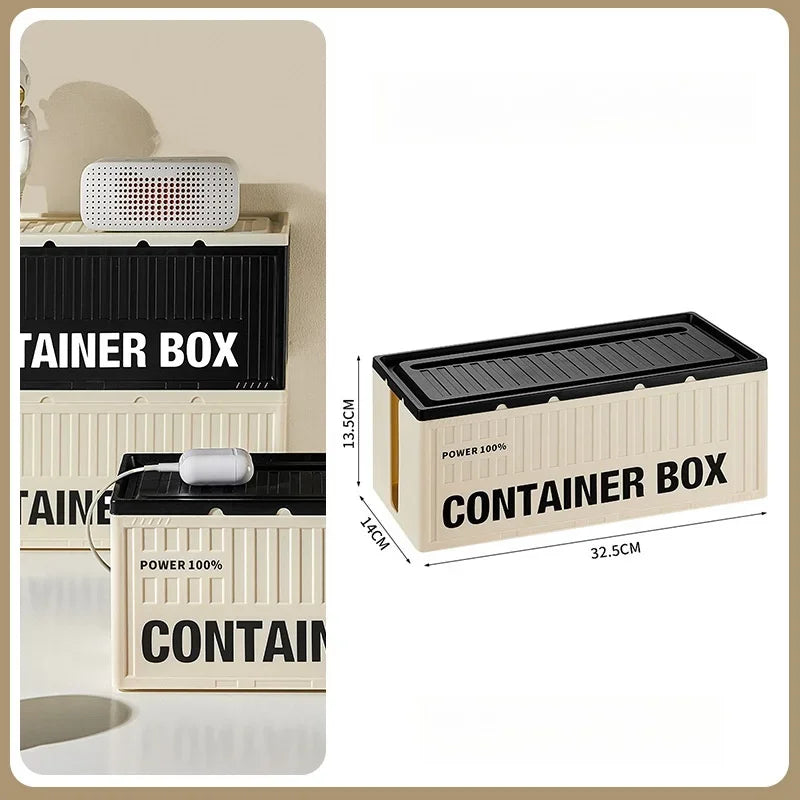 Cable Storage Box With Lid For Home Office High Capacity Cord Organizer Space Saving Desktop Socket Cable Management Box