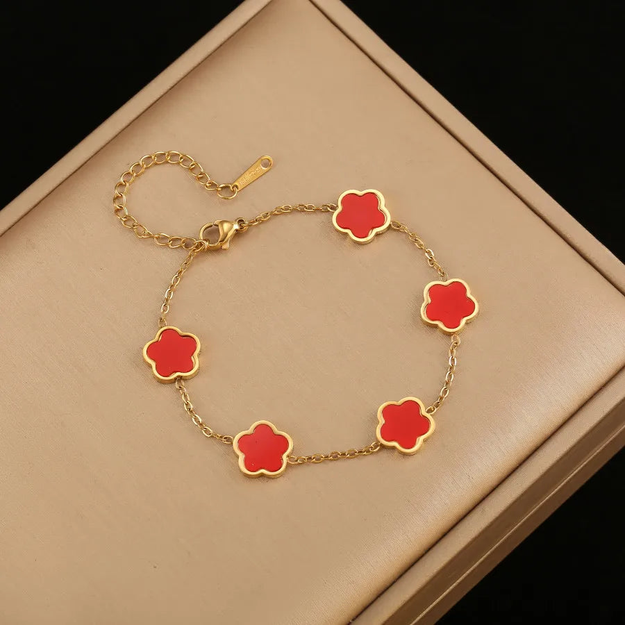 1 piece stainless steel flower bracelet for women