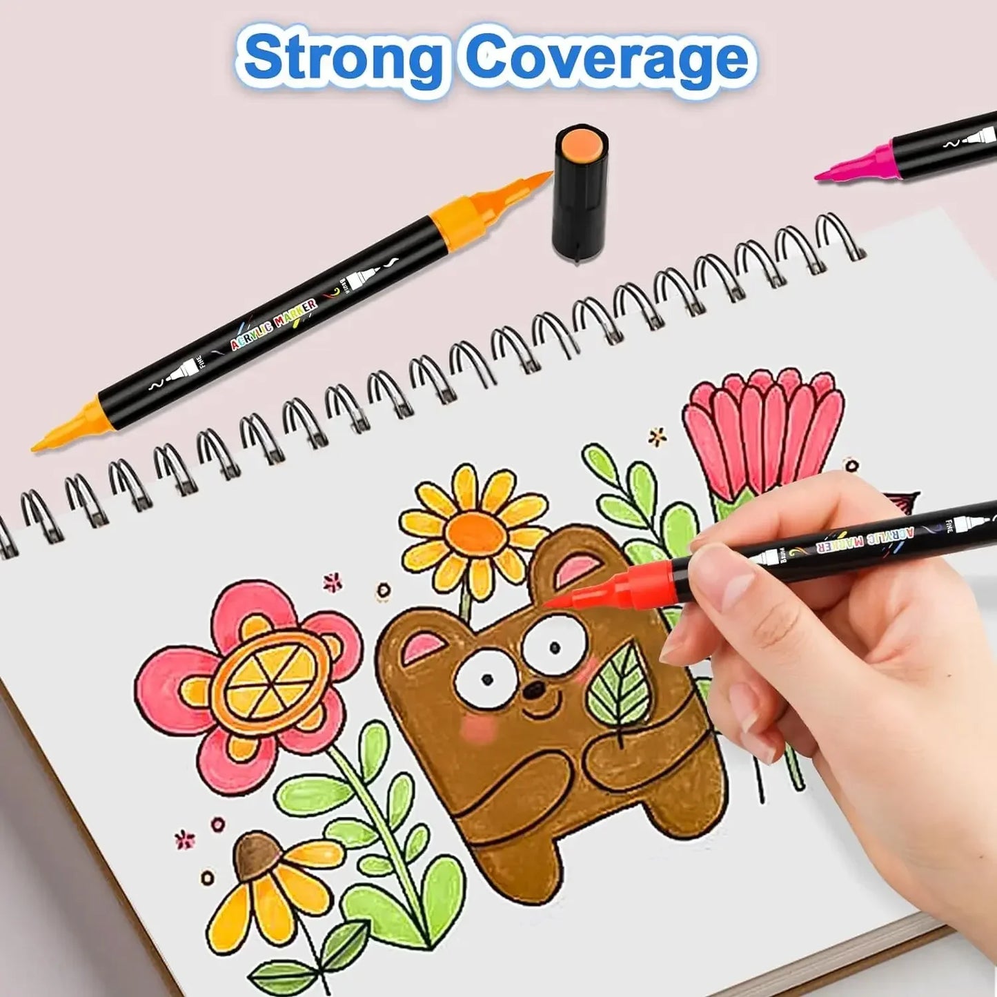 30/48/60 Colors Dual Tip Acrylic Paint Pens Markers Art Markers Set Drawing Markers for DIY Crafts Making Art Brush Set Supplies