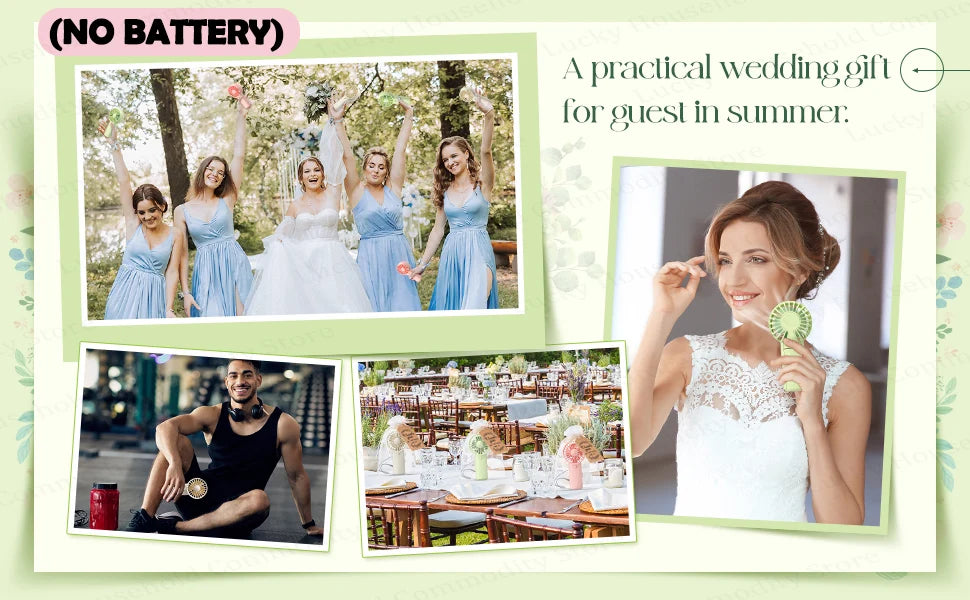 12-120PCS Portable Handheld Fan Bulk Wedding Fans for Guest Mini Handheld Fan Battery Powered Fans with Thank You Cards