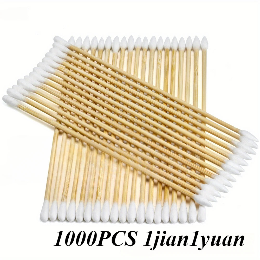 100/300PCS 6 Inch Precision Tips Cotton Swabs - Long Wooden Stick Cotton Buds Pointed Cotton Swabs With Case - Cotton