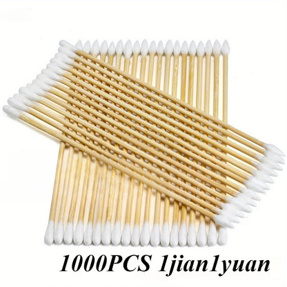 100/300PCS 6 Inch Precision Tips Cotton Swabs - Long Wooden Stick Cotton Buds Pointed Cotton Swabs With Case - Cotton