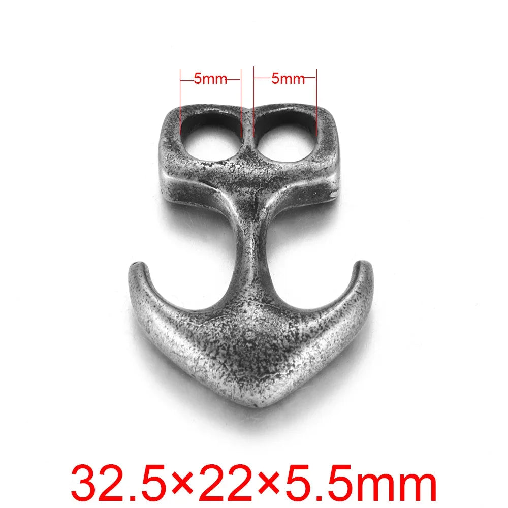Stainless Steel Anchor Hooks Curved Double Hole for Leather Bracelet Connector Clasp Jewelry Making Findings DIY Supplies