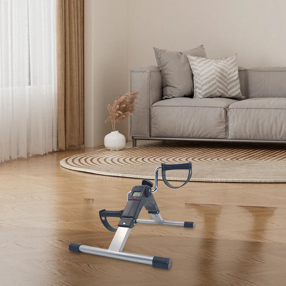 Mini Exercise Bike Folding Pedal Exerciser with LCD Display Adjustable Resistance Multifunctional Home Office Fitness Equipment