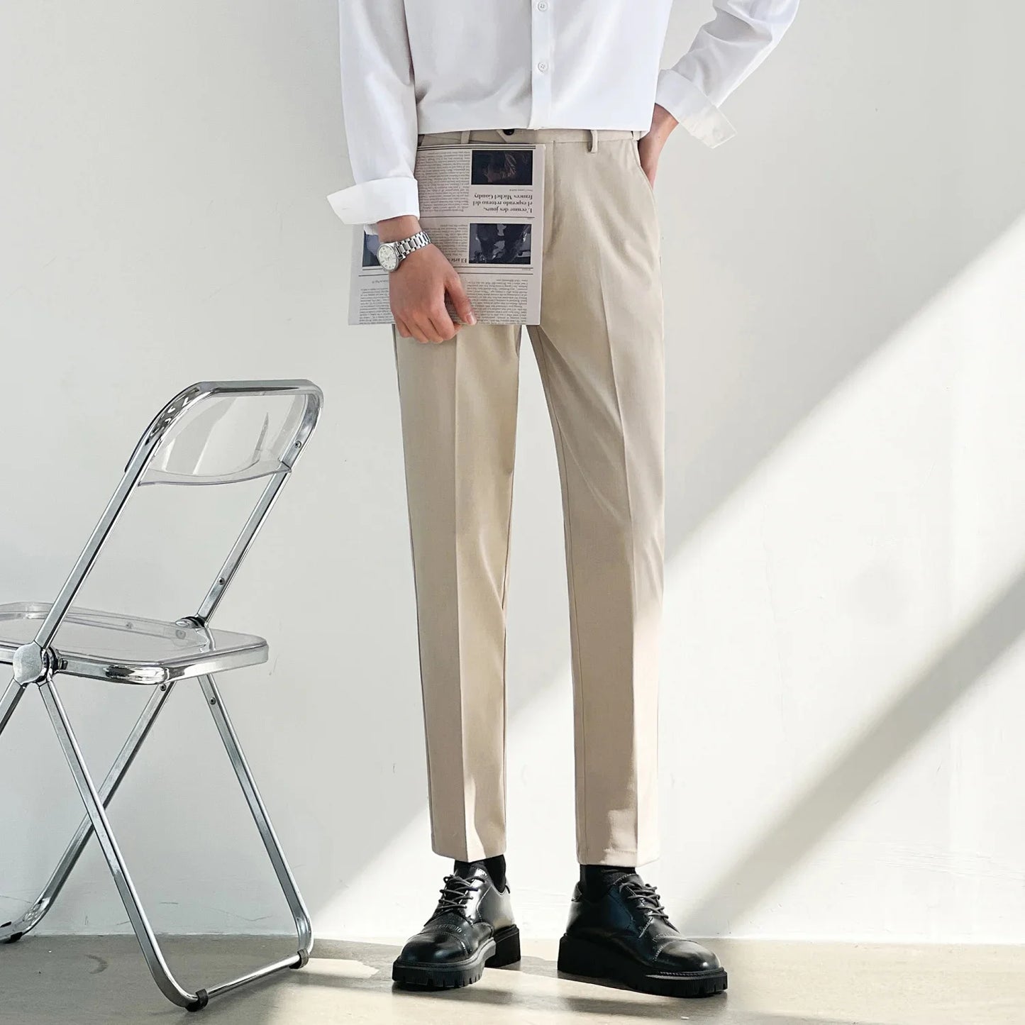 Office Social Tailoring Work Black Male Suit Trousers Business Men's Summer Pants Elegant 2024 Thin Casual Fabric Slacks Wear Up