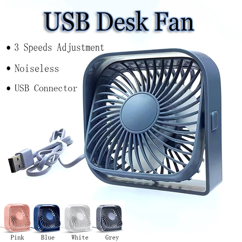 Mini Portable Fan USB Desk Fan Table Strong Airflow &Quiet Operation 3 Speed Wind 360° Rotatable Standing Fans For Room