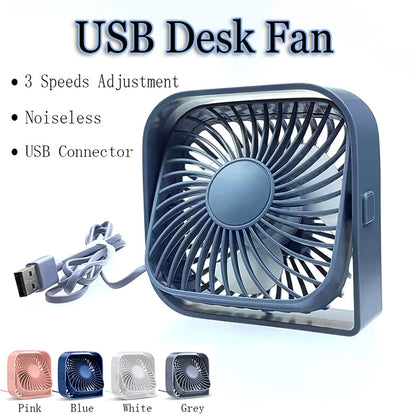 Mini Portable Fan USB Desk Fan Table Strong Airflow &Quiet Operation 3 Speed Wind 360° Rotatable Standing Fans For Room