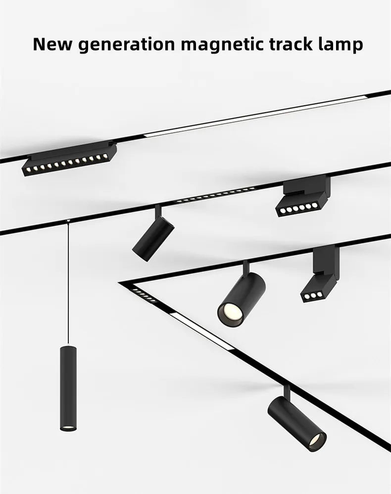 Magnetic Track Light Grille Flood Lamp Modern Embedded Flexible Linear Fixture LED Spotlight DC48V Ceiling Indoor Living